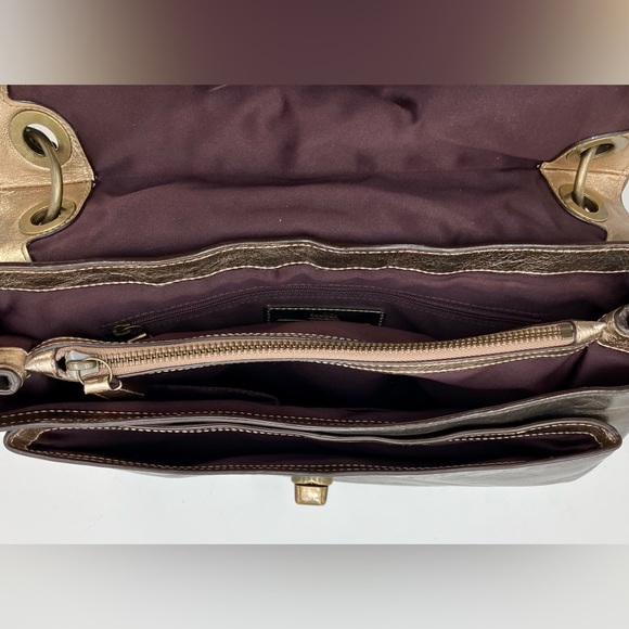 *COACH Metallic Bronze #15392 Studded Messenger Leather Bag - Picture 15 of 17